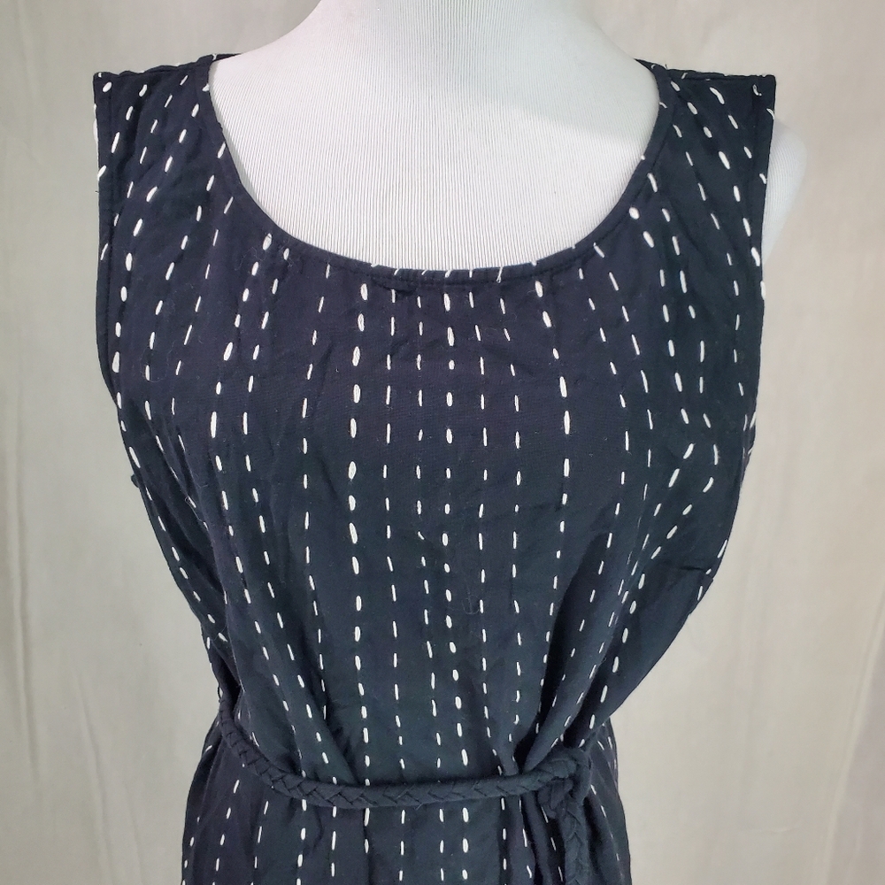 J. Jill Pure Jill Easy A-line Maxi Dress Black/White Lagenlook Cotton Boho Belt - Picture 14 of 15